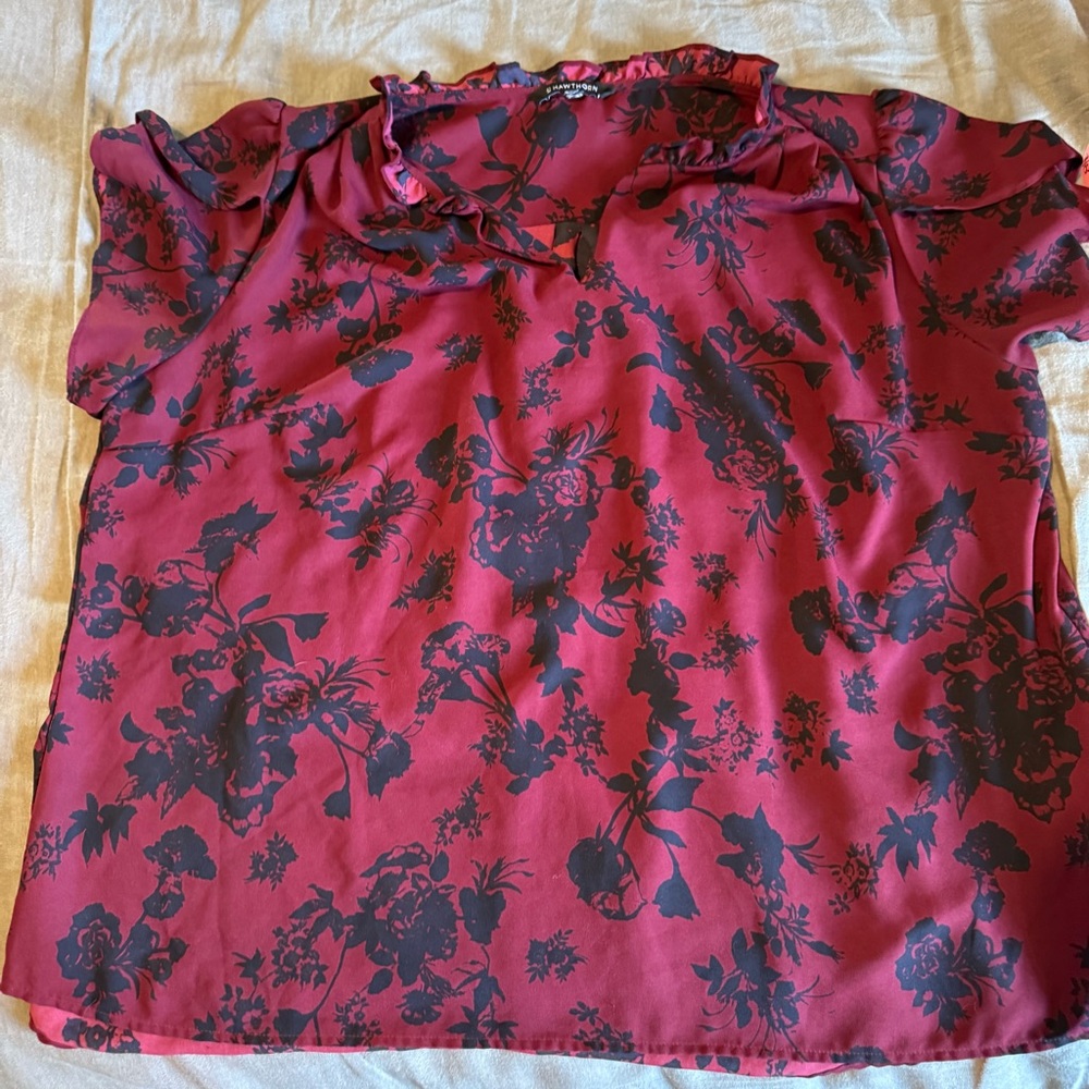 41 Hawthorn Burgundy Floral Blouse